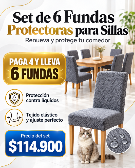 Set de 6 Fundas Protectoras Texturizadas para Sillas de Comedor